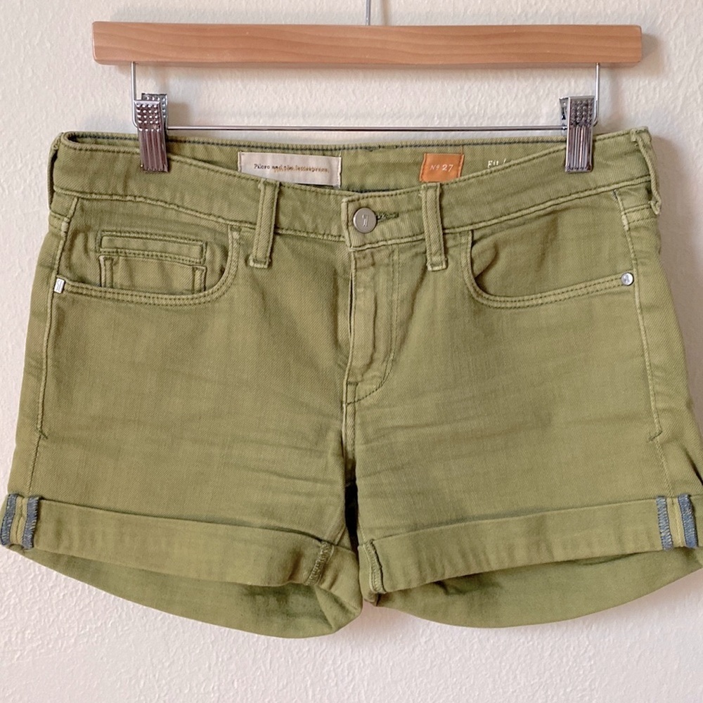 Anthropologie Green Denim Shorts